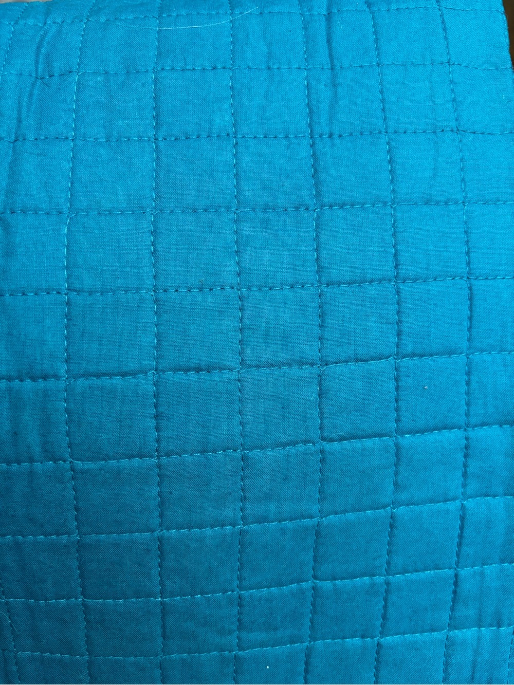 2 large Quilted Solid Teal Blue pillow shams (26.5x26.5)